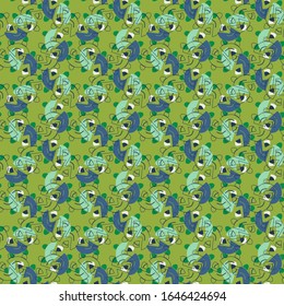 Seamless pattern with cute strange monsters.