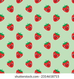 seamless pattern with cute strawberries