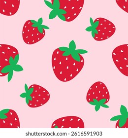 Seamless pattern with cute strawberry.