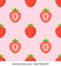 Seamless pattern with cute strawberry.