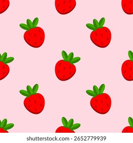 Seamless pattern with cute strawberry.
