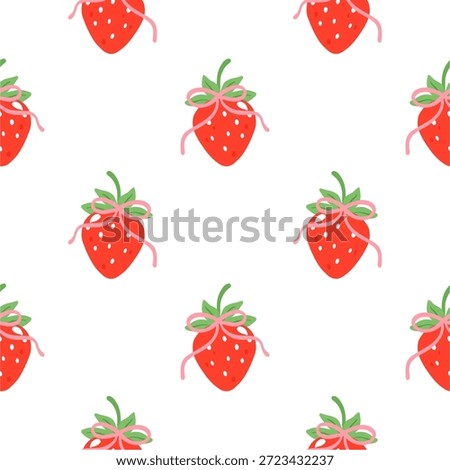 Seamless pattern with cute strawberry. 