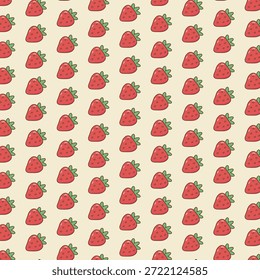 Patrón inconsútil del Vector lindo de la fruta de la fresa. Patrón juguetón de Vector de frutas de verano de fresa.