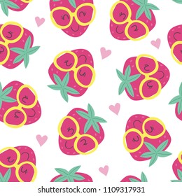 seamless pattern with cute strawberry - vector illustration, eps
