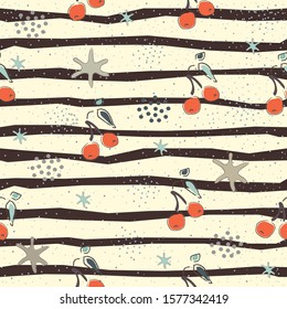 Seamless Pattern with Cute Stripes, funny shape. Repeating background for prints. Scandinavian Style. 