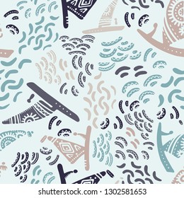 Seamless pattern with cute subject sea and ocean.Template with aquatic inhabitants. Ships and marine inhabitants. Vector graphics.