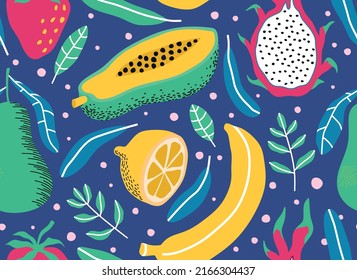 seamless pattern with Cute summer fruit background.