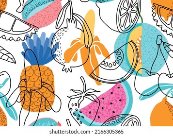 seamless pattern with Cute summer fruit background.