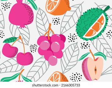 seamless pattern with Cute summer fruit background.