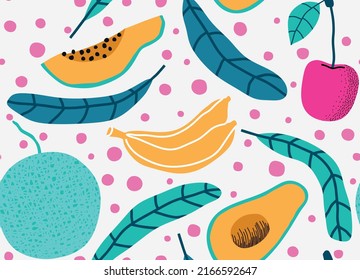 seamless pattern with Cute summer fruit background.