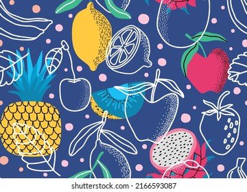 seamless pattern with Cute summer fruit background.