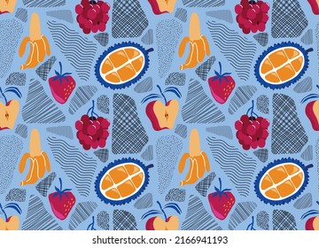 seamless pattern with Cute summer fruit background.