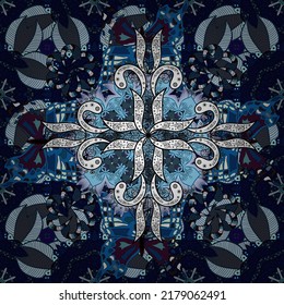 Seamless pattern cute super abstract and nice interesting picture. Vector illustration. Vintage. Flowers.