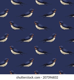Seamless pattern with cute swallows. Vector seamless texture for wallpapers, pattern fills, web page backgrounds