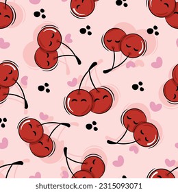 seamless pattern cute sweet cherry