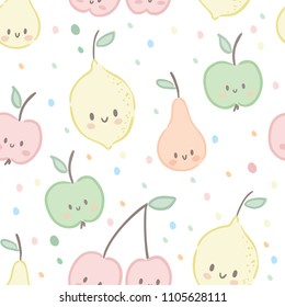 Seamless pattern with cute sweet fruit