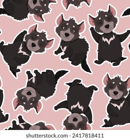 Seamless pattern of cute Tasmanian devils