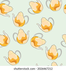 seamless pattern with cute teapots