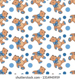 Seamless pattern of Cute Teddy bear. Vector illustration for background