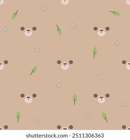 Seamless pattern with cute teddy bear