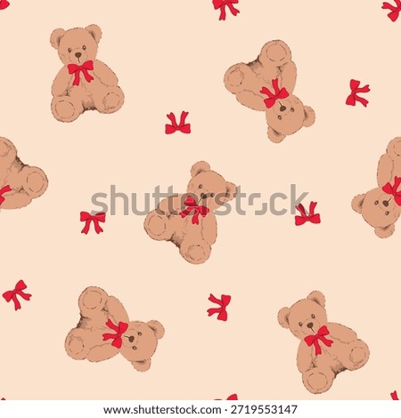Seamless pattern  of cute teddy bear illustration,