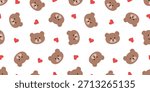 Seamless pattern Cute teddy bears and hearts. Valentine