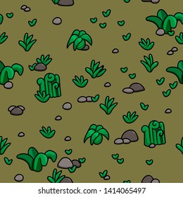 Seamless pattern of cute terrain in cartoon style. Сhildish pattern for apparel,  textile, wallpaper.