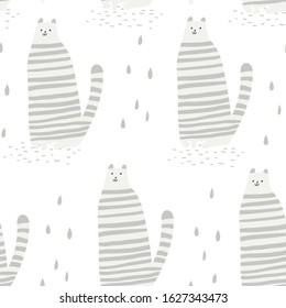 Seamless pattern with cute tiger. Scandinavian style. Perfect for fabric, textile, nursery wallpaper.