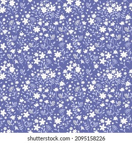 seamless pattern with cute tiny flowers. retro design. flat hand drawn vector illustration, nature inspired vintage background. Print for fabric, paper, card, stationery