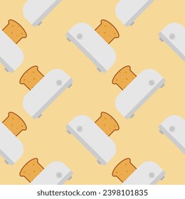 seamless pattern with cute toaster and toast cartoon style. Home appliances theme toaster cartoon seamless pattern background.