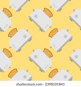 seamless pattern with cute toaster and toast cartoon style. Home appliances theme toaster cartoon seamless pattern background.