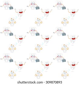 seamless pattern with cute tooth character