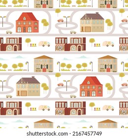 Patrón sin brillo con timbre tierno. Perfecto para tela infantil, textil, tapicería de vivero. Ilustración de vectores de arte plano