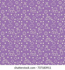 Seamless pattern with cute toys. Seamless baby background