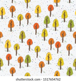 Seamless Pattern with Cute Trees. Scandinavian Style. Vector Illustration