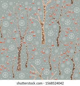Seamless Pattern with Cute Trees. Scandinavian Style.