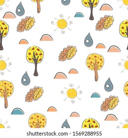 Seamless Pattern with Cute Trees. Scandinavian Style.