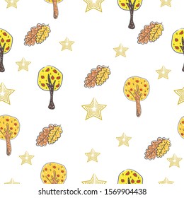 Seamless Pattern with Cute Trees. Scandinavian Style.