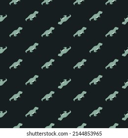 Seamless pattern cute T-Rex dino. Background of funny dinosaurs in doodle style. Repeated design texture for printing, fabric, wrapping, wallpaper, tissue. Vector illustration.