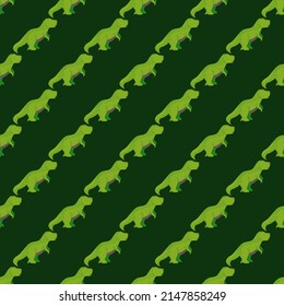 Seamless pattern cute T-Rex dino. Background of funny dinosaurs in doodle style. Repeated design texture for printing, fabric, wrapping, wallpaper, tissue. Vector illustration.