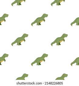 Seamless pattern cute T-Rex dino. Background of funny dinosaurs in doodle style. Repeated design texture for printing, fabric, wrapping, wallpaper, tissue. Vector illustration.