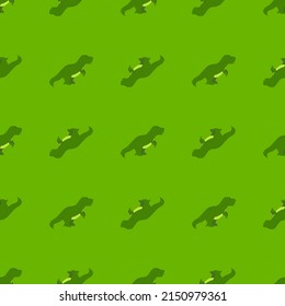 Seamless pattern cute T-Rex dino. Background of funny dinosaurs in doodle style. Repeated design texture for printing, fabric, wrapping, wallpaper, tissue. Vector illustration.