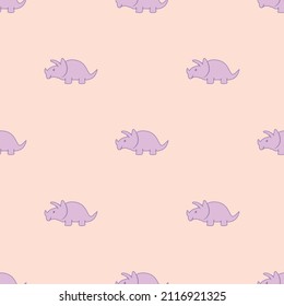 Seamless pattern of cute triceratops