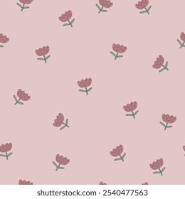 Seamless pattern with cute tulips.