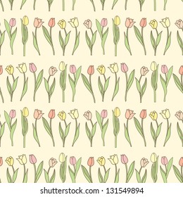 Seamless pattern with cute tulips in pastel tints #3