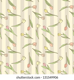 Seamless pattern with cute tulips in pastel tints #2