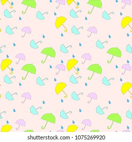 Seamless pattern with cute umbrellas.Can be used for wallpaper,fabric, web page background, surface textures.