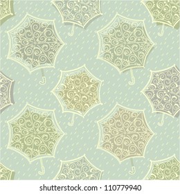 Seamless pattern with cute umbrellas. Vector.