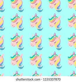 Seamless pattern with cute unicorn