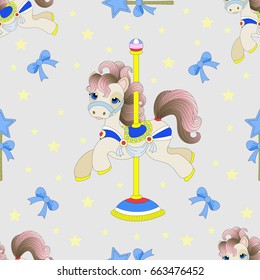 Seamless pattern with cute unicorn. Beautiful background. Vector illustration.